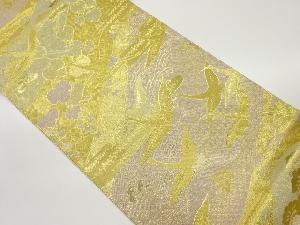 群鶴に蔓草・荒波模様織出し袋帯